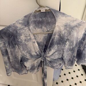 American Eagle Outfitters Tie-Dye Gray Blouse